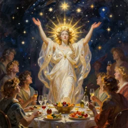 painting of the last buffet with the goddess of stars