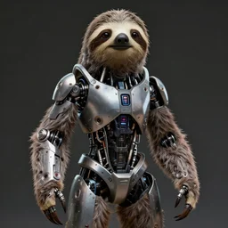 anthropomorphic sloth cyborg, the terminator : : cyberpunk, terminator : : digital art, concept art, digital illustration, photorealism, fashion photography