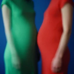 out of focus, belly of a woman, photography by saul leiter and ernst haas, baroque lighting, tea green, airforce blue, red, pale skin