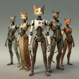 sci fi humanoid cat characters, Moebius, Greg Rutkowski, Zabrocki, Karlkka, Jayison Devadas, Phuoc Quan, trending on Artstation, 8K, ultra wide angle, pincushion lens effect