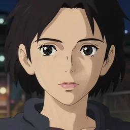 a film portrait of an assassin woman, finely detailed features, closeup at the face, smooth, sharp focus, perfect art, night city background, cinematic lighting, highly detailed, intricate, anime, artstation, trending on pixiv fanbox, painted by mappa, studio ghibli, yoji shinkawa, hayao miyazaki - w 7 0 4