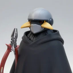 kon - dam with beetle pincers for a chin gunpla smooth droid helmet, artistically anthropomorphic black bird head. cloaked hood down, science fiction, portrait by donato giancola and greg rutkowski and wayne barlow. top all time r / imaginarycyberpunk.