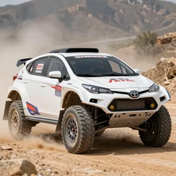 A toyota prius offroad rally car ,badass