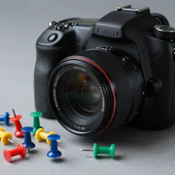 dslr photo, various colored thumbtacks scattered about, very high quality, intricate details, extremely high quality, moody lighting, real camera, real photo, 8 k, full subject in shot, commercially ready