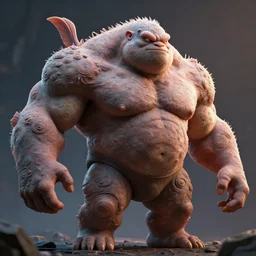 a humanoid extremely muscular blobfish, volumetric lighting, 8 k octane beautifully detailed render, post - processing, extremely hyper - detailed, intricate, epic composition, cinematic lighting, masterpiece, trending on artstation, detailed detailed detailed, masterpiece, beautiful cinematic light, - n 4