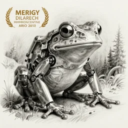 mech frog, pencil sketch, concept art