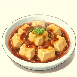 mapo tofu cartoon, anime food, hq!!! studio ghibli food!!!