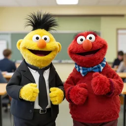 bert & ernie as community college professors best friends