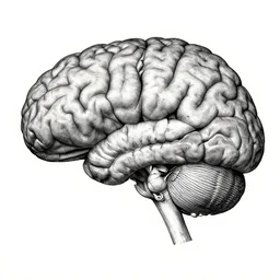 A human brain in the style of a Rorschach test, very detailed anatomical features.