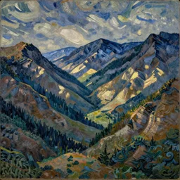 lakeside mountains, by vincent van gogh