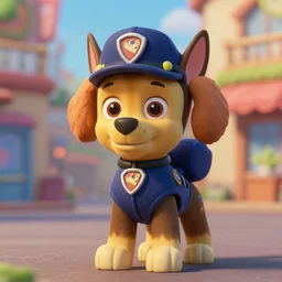 paw patrol rescue dog, as nendoroid adventure bay mainstreet, in the croods movie style, anime, disney, pixar, 8 k, hd, kodak film, volumetric lighting, subsurface scattering, photorealistic, octane render, details, xgen fur