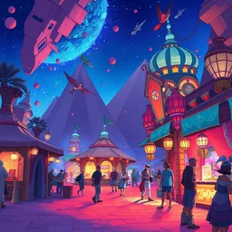 zouk bazaar egypt wonderland greeble tent multicolor official fanart behance hd artstation by jesper ejsing, by rhads, makoto shinkai and lois van baarle, ilya kuvshinov, rossdraws cartoon vibrant