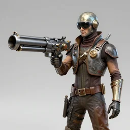 Dieselpunk Buck Rogers ray gun, 4k had, ultra realistic, studio lighting