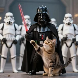 Darth Vader\'s cat commanding stormtroopers