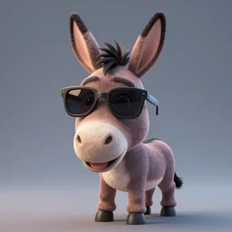 3D render of a donkey character wearing cool sunglasses, artstation
