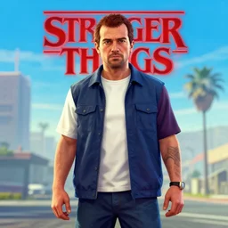 max from stranger things season 4 as a gta 5 cover art