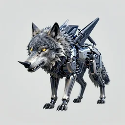 high detail a robotic wolf artistic render logo style surreal