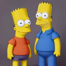 portrait of photorealistic bart simpson and milhouse van houten grinning by brad kunkle