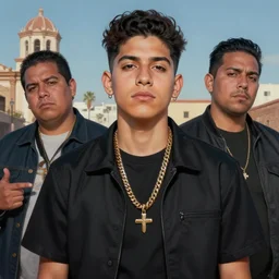 magic realism portrait of a handsome young latino gang member in el paso, art by manuel sanjulian and tom bagshaw, hyperrealism, artstation
