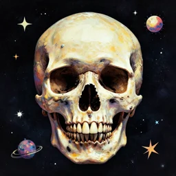 by paul kirchner. skull in space. psychedelic.