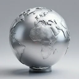 on the silver globe