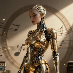 a beautiful cyborg made of music