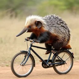 elephant shrew on a bike.