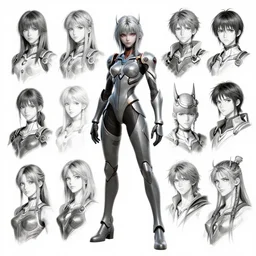 character design game art digital 3 d girl viking evangelion cyborg armor monochrome background by gaston bussiere, anna nikonova aka newmilky, greg rutkowski, yoji shinkawa, yoshitaka amano, tsutomu nihei, muira, moebius, donato giancola, riccardo federici, trending on artstation, featured on pixiv