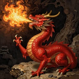 fire breathing red dragon by gustave dore - n 9