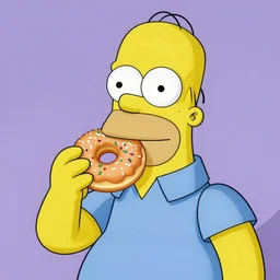 photorealistic homer simpson eating a donut