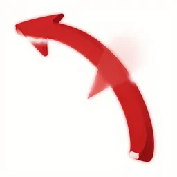 curved red pointing arrow, clip art