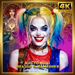 symmetry!! stunning portrait of harley quinn!! by victo ngai, kilian eng vibrant colors, dynamic lighting, digital art, winning award masterpiece, fantastically beautiful, illustration, aestheticly inspired by beksinski and dan mumford, upscale with simon stalenhag work, art by artgerm and greg rutkowski and alphonse muchaartstation, 8 k