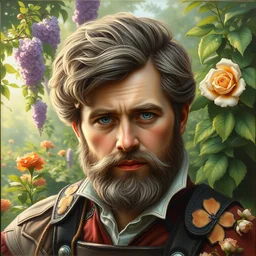 a cute viktor orban in a lovely garden, beautiful painting by artgerm and greg rutkowski and alphonse mucha, highly detailed face
