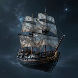 haunted galleon floating through the cosmos