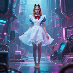 alice in wonderland barefoot, cyberpunk style