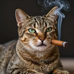 an image of a cat smoking a cigar