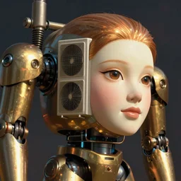 massive robot with air conditioner for a face