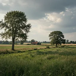 a beautiful landscape of the Hoeksche Waard, award winning, very detailed, cinematic atmospheric masterpiece