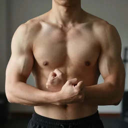 a man showing his muscles