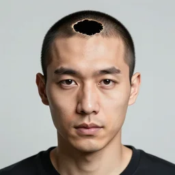 a man with a hole in his head