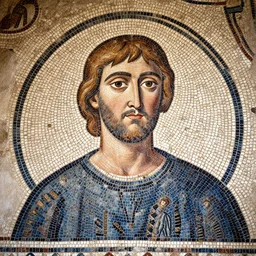 an ancient mosaic of richard kind, very detailed