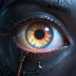 portrait of a giant mechanical eye, cinematic lighting, abstract, glow, wlop, artgerm, dan mumford, artstation, octane render