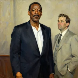 old bill cosby painting by jc leyendecker!! phil hale!, angular, brush strokes, painterly, vintage, crisp
