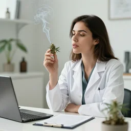 a female psychologist smoking marihuana