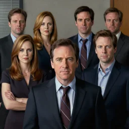 the cast of the office, steve carell, jenna fischer, john krasinski, rainn wilson, portrait painting by edward hopper