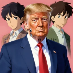 portrait of trump, cybernetic enhancements, art by makoto shinkai and alan bean, yukito kishiro