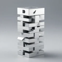 rectangle jenga stacked for all direction, contemporary sculpture, simple, silver steel, trending on behance, keyshot 1 1