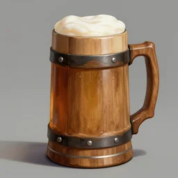 a wooden tankard of ale digital painting, artstation, concept art, smooth, sharp focus, illustration