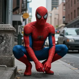 Spiderman as a heroin addict street bum, ps5, cinematic