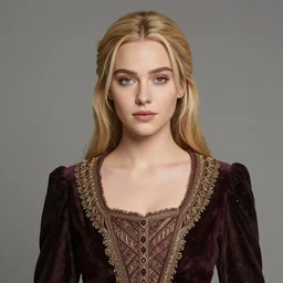a portrait of a young woman with blonde hair, brave, rich, fancy clothes, shallan davar, blue eyes, beautiful, smiling, thick hair, dnd, rpg, outgoing, glowing, quick witted, artgerm style